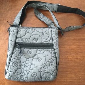 Thirty One Cross Body Purse Gray Poppy